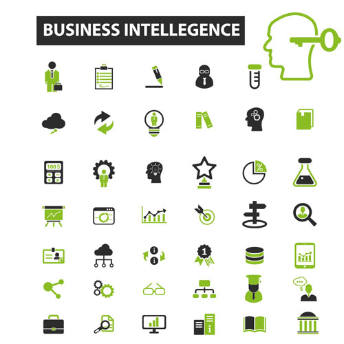 Business icons black with green vector 11