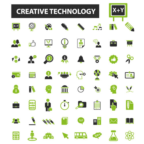 Business icons black with green vector 12