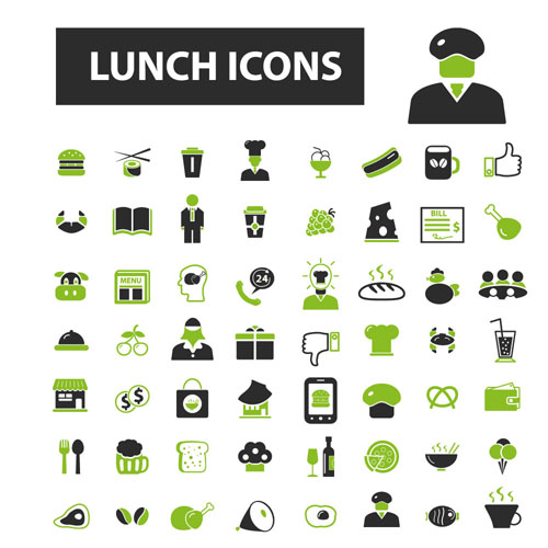 Business icons black with green vector 13