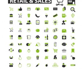 Business icons black with green vector 14