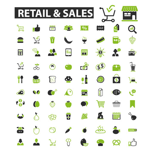Business icons black with green vector 14