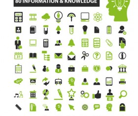 Business icons black with green vector 15