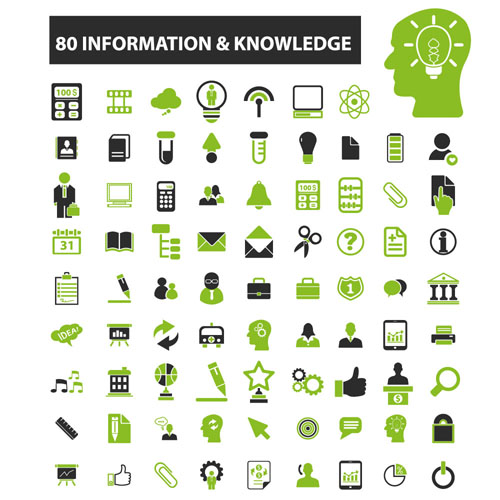 Business icons black with green vector 15