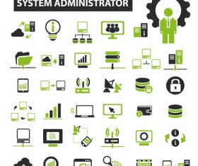 Business icons black with green vector 16