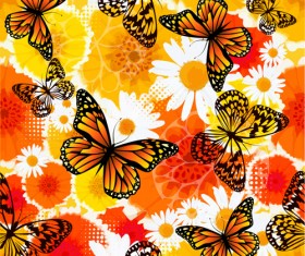 Butterflies with floral vector seamless pattern vector 01