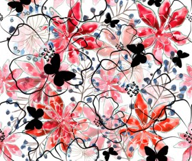 Butterflies with floral vector seamless pattern vector 02
