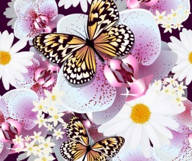 Butterflies with floral vector seamless pattern vector 03