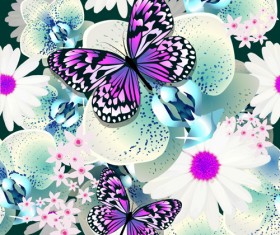 Butterflies with floral vector seamless pattern vector 04