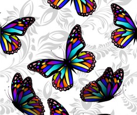 Butterflies with floral vector seamless pattern vector 05
