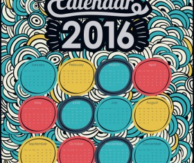 Calendar 2016 with graffiti background vecotr 01