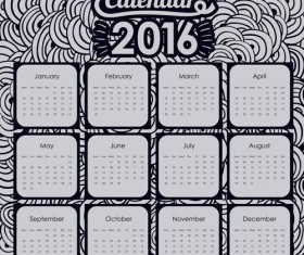 Calendar 2016 with graffiti background vecotr 02