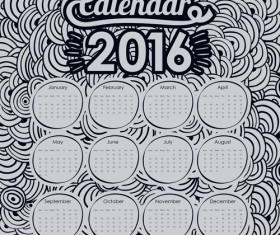 Calendar 2016 with graffiti background vecotr 03