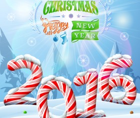Candy 2016 christmas with new year design vector