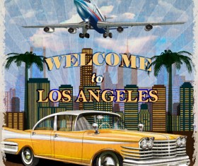 Car vintage poster design material vector 02