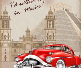 Car vintage poster design material vector 08