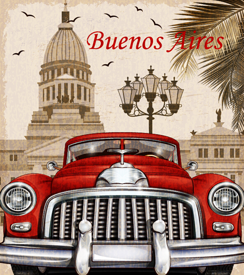Download Car vintage poster design material vector 12 free download