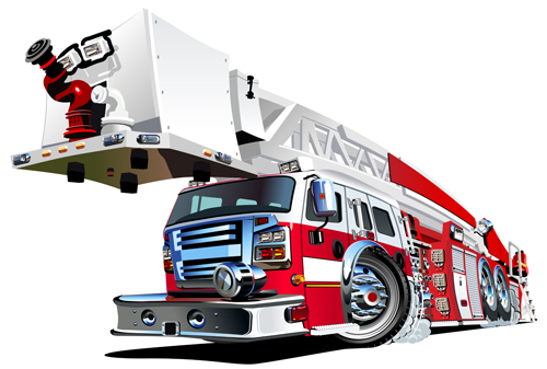 Cartoon fire truck vector material 02
