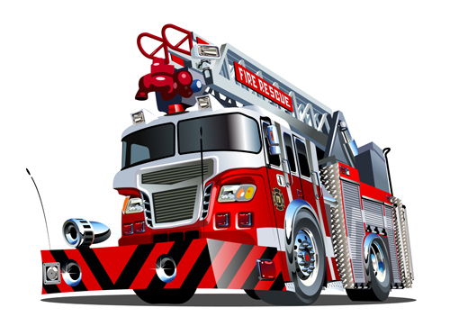 Cartoon fire truck vector material 07 free download