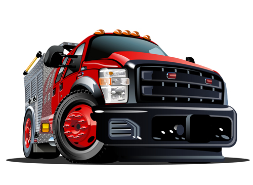 Cartoon fire truck vector material 09 free download