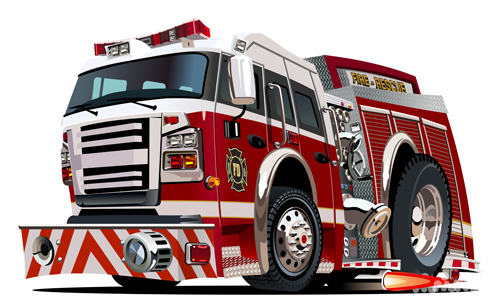 Cartoon fire truck vector material 11