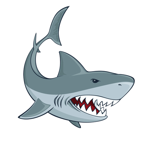 Cartoon funny shark vector material 02 free download