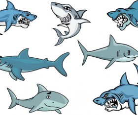 Cartoon funny shark vector material 05