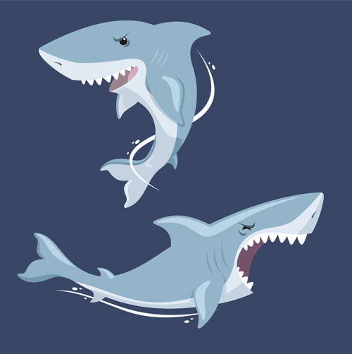 Cartoon funny shark vector material 06