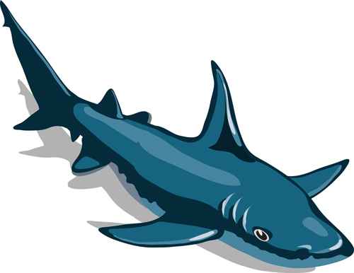 Cartoon funny shark vector material 07