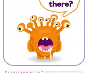 Cartoon madness monster with text box vector 01