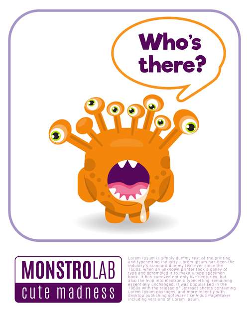 Cartoon madness monster with text box vector 01