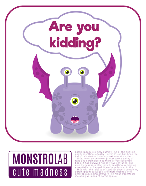 Cartoon madness monster with text box vector 04