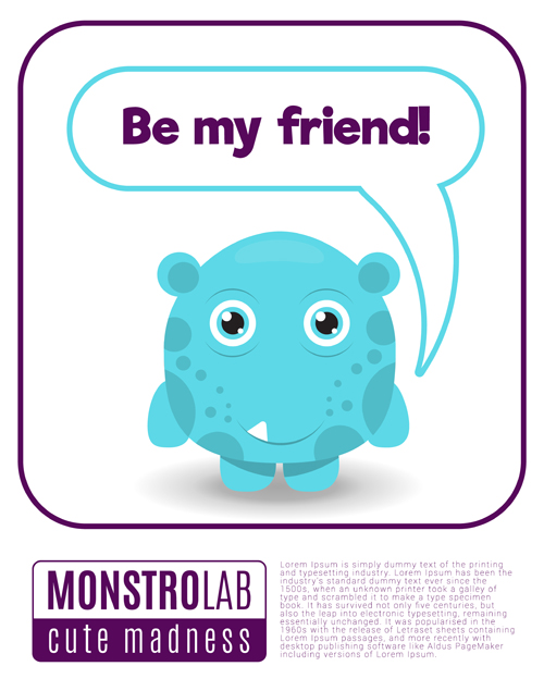 Cartoon madness monster with text box vector 06