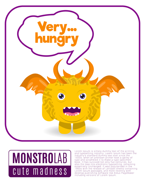 Cartoon madness monster with text box vector 07