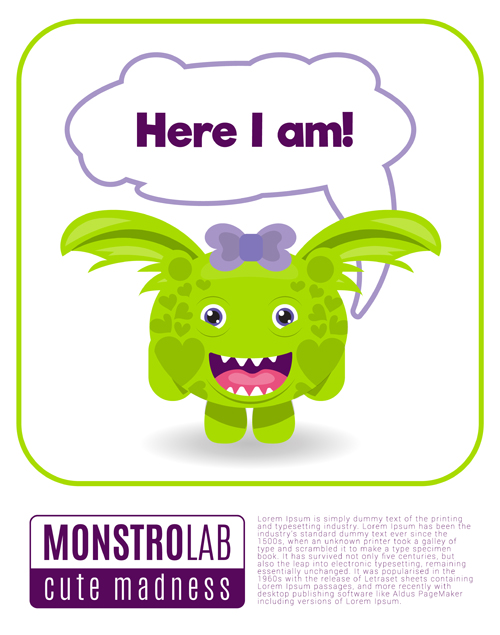 Cartoon madness monster with text box vector 09