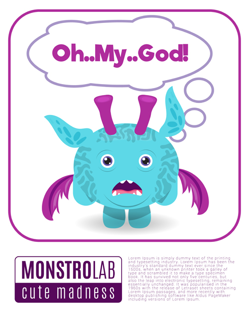 Cartoon madness monster with text box vector 10