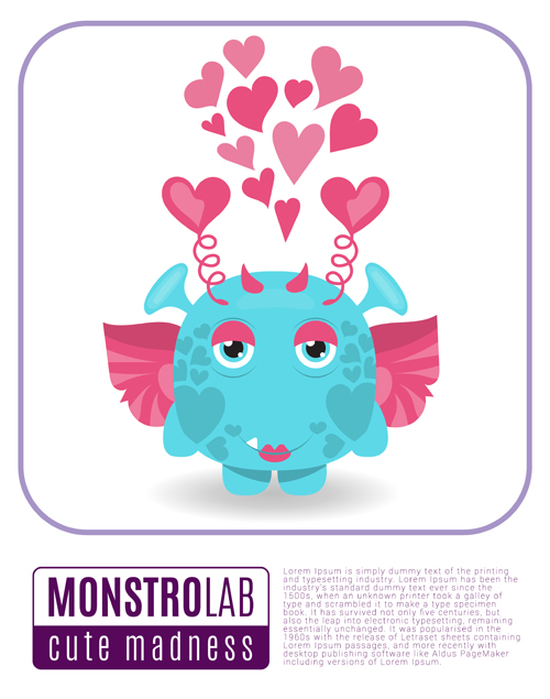 Cartoon madness monster with text box vector 11