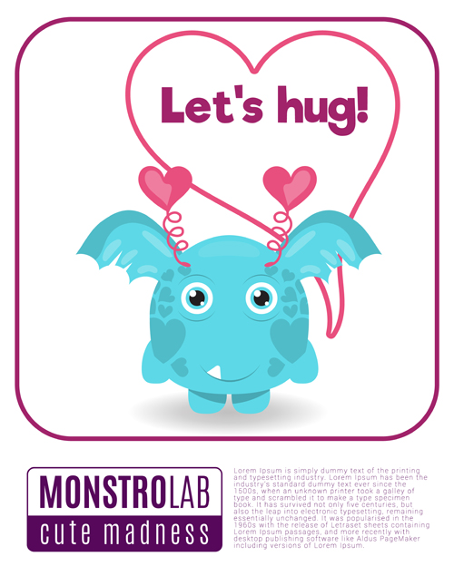 Cartoon madness monster with text box vector 12