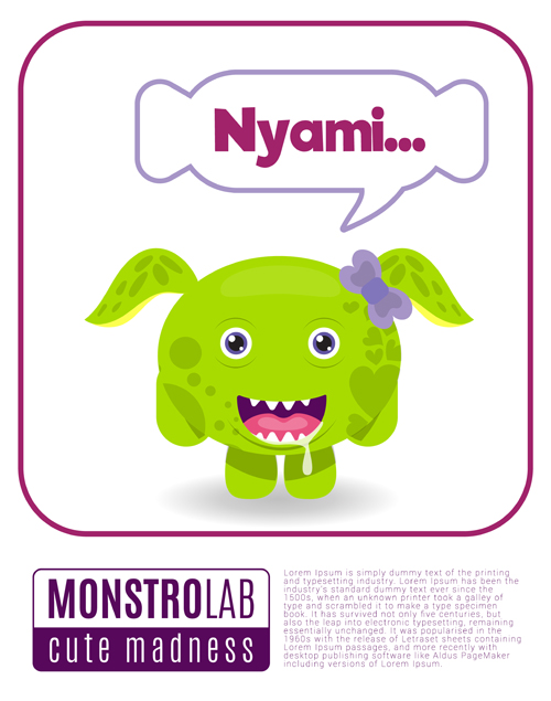 Cartoon madness monster with text box vector 14