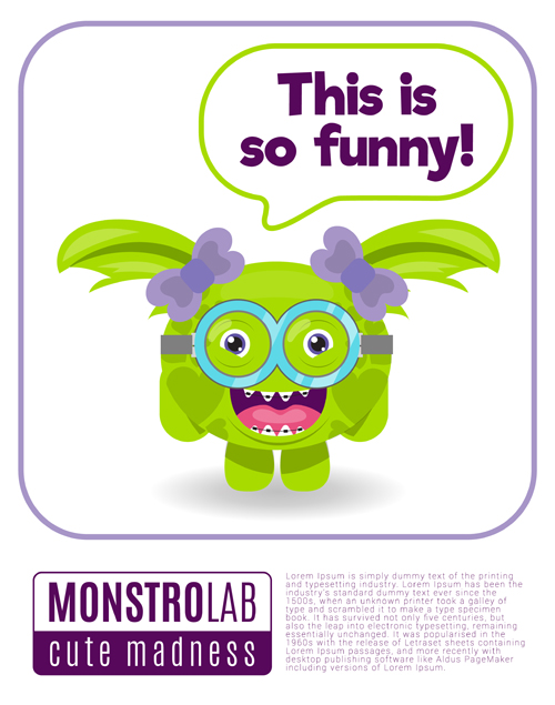 Cartoon madness monster with text box vector 15