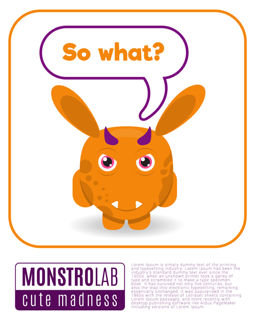Cartoon madness monster with text box vector 16