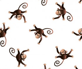 Cartoon monkey vector seamless patterns 01