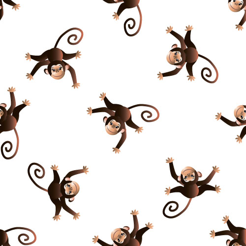 Cartoon monkey vector seamless patterns 01 - Vector Animal free download