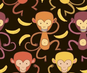 Cartoon monkey vector seamless patterns 05