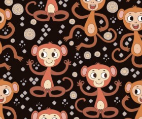 Cartoon monkey vector seamless patterns 06