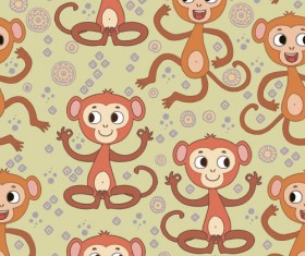 Cartoon monkey vector seamless patterns 07