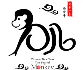 Chinese 2016 new year with monkey year creative vector 01