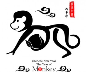 Chinese 2016 new year with monkey year creative vector 02
