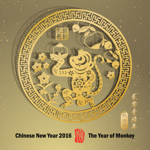 Chinese new year 2016 of monkey design vector