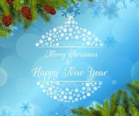 Christmas background with pine branches vector graphics 01