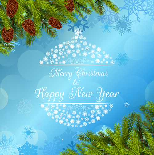 Christmas background with pine branches vector graphics 01